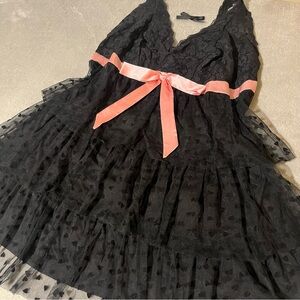 black frilly tiered babydoll mini dress